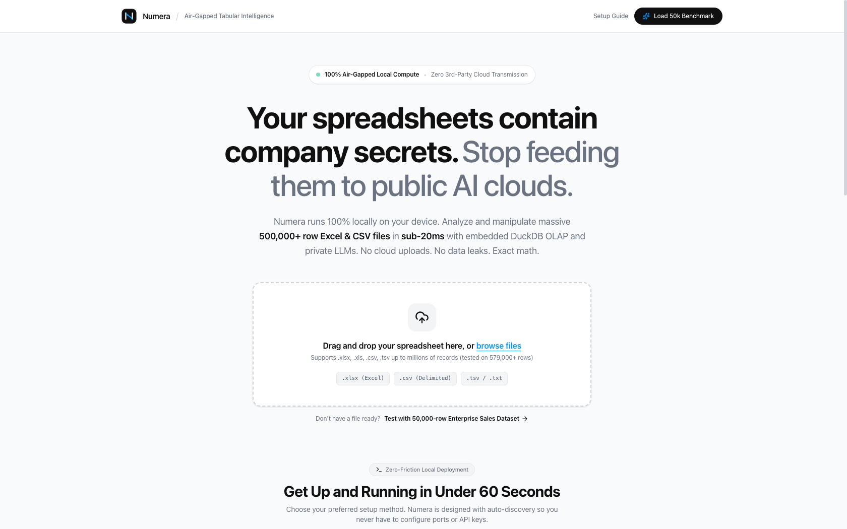 Numera — Air-Gapped Tabular Intelligence Engine