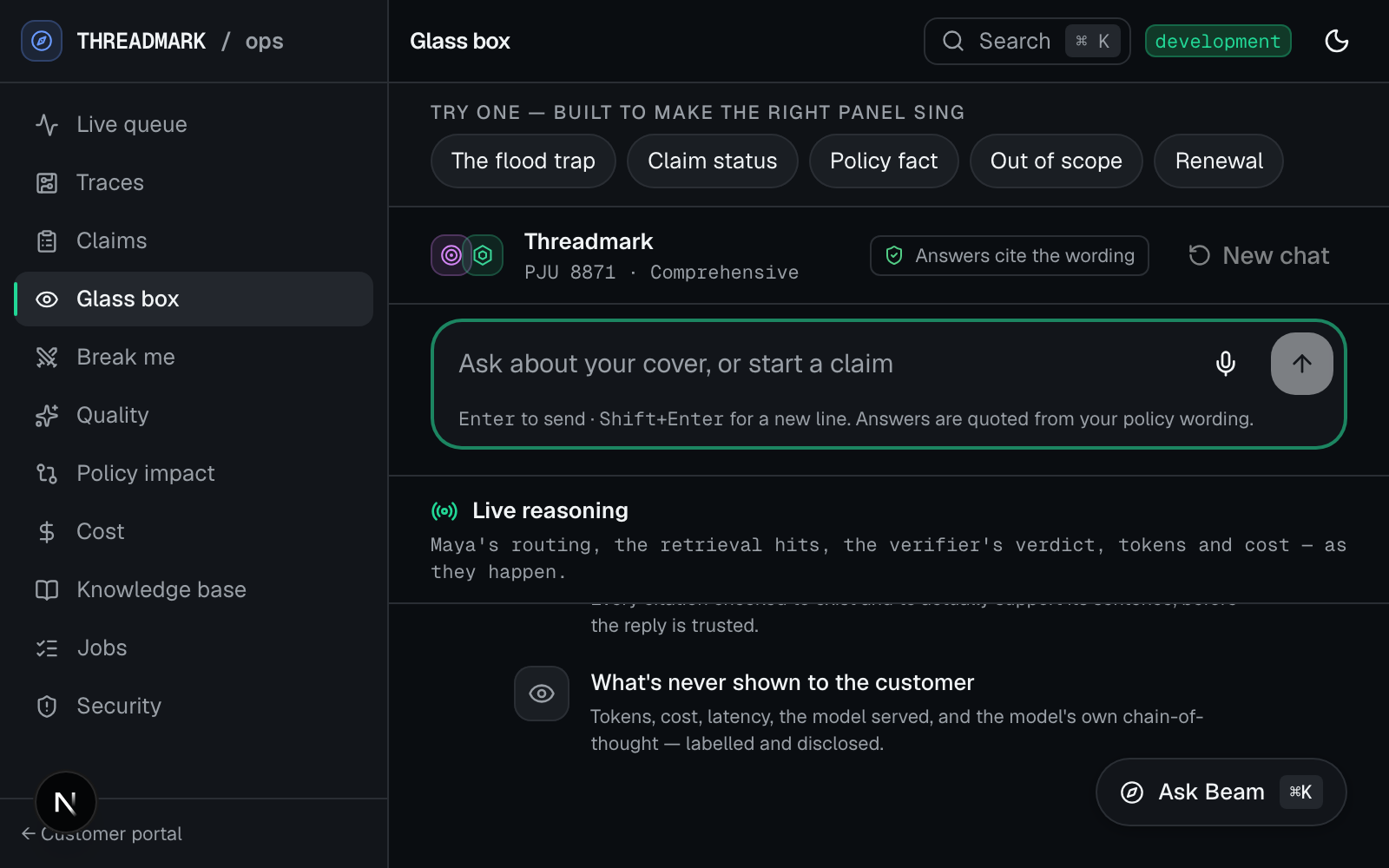 Threadmark — AI Insurance Command Center